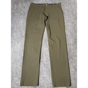 Rhone Pants Mens 34x33 Green Microfiber Chino Straight Leg Casual Travel Wear